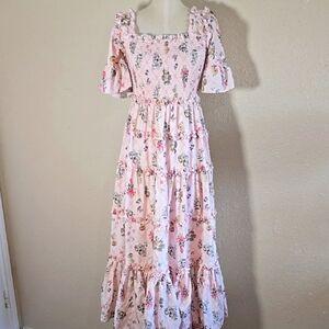 Jessakae Frutty Floral Print Pink Maxi Dress